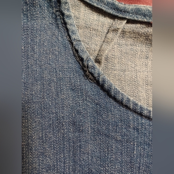 A Hope and Harlow Light Blue Denim Fringe Frayed Dress - Picture 7 of 7